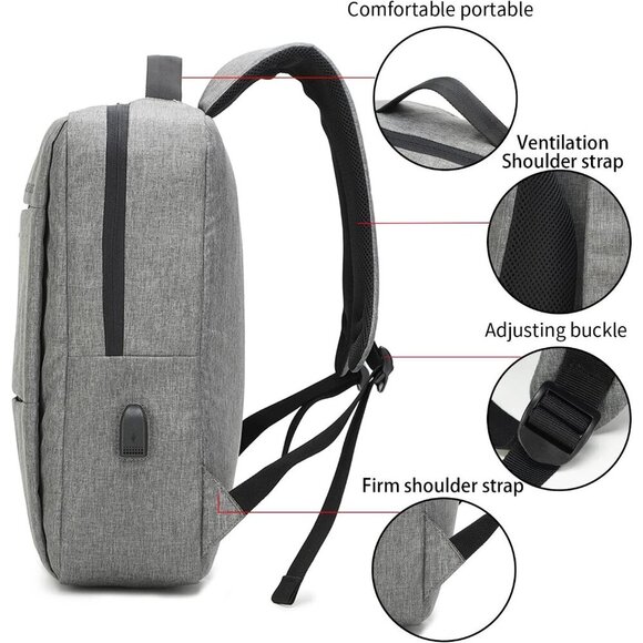 🆕 Besmart Laptop Computer Bag Men Black Slim USB Charging Port Travel Backpack - Picture 7 of 9